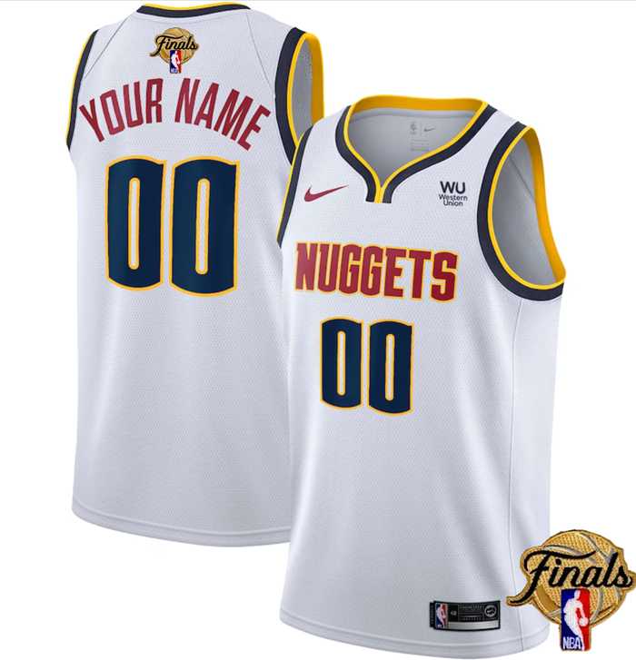 Men & Youth Customized Denver Nuggets Active Player White 2023 Finals Association Edition Stitched Jersey
